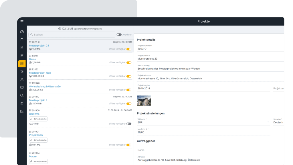 Projektverwaltung Screen1