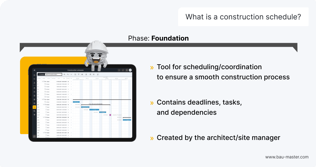 construction schedule - contents